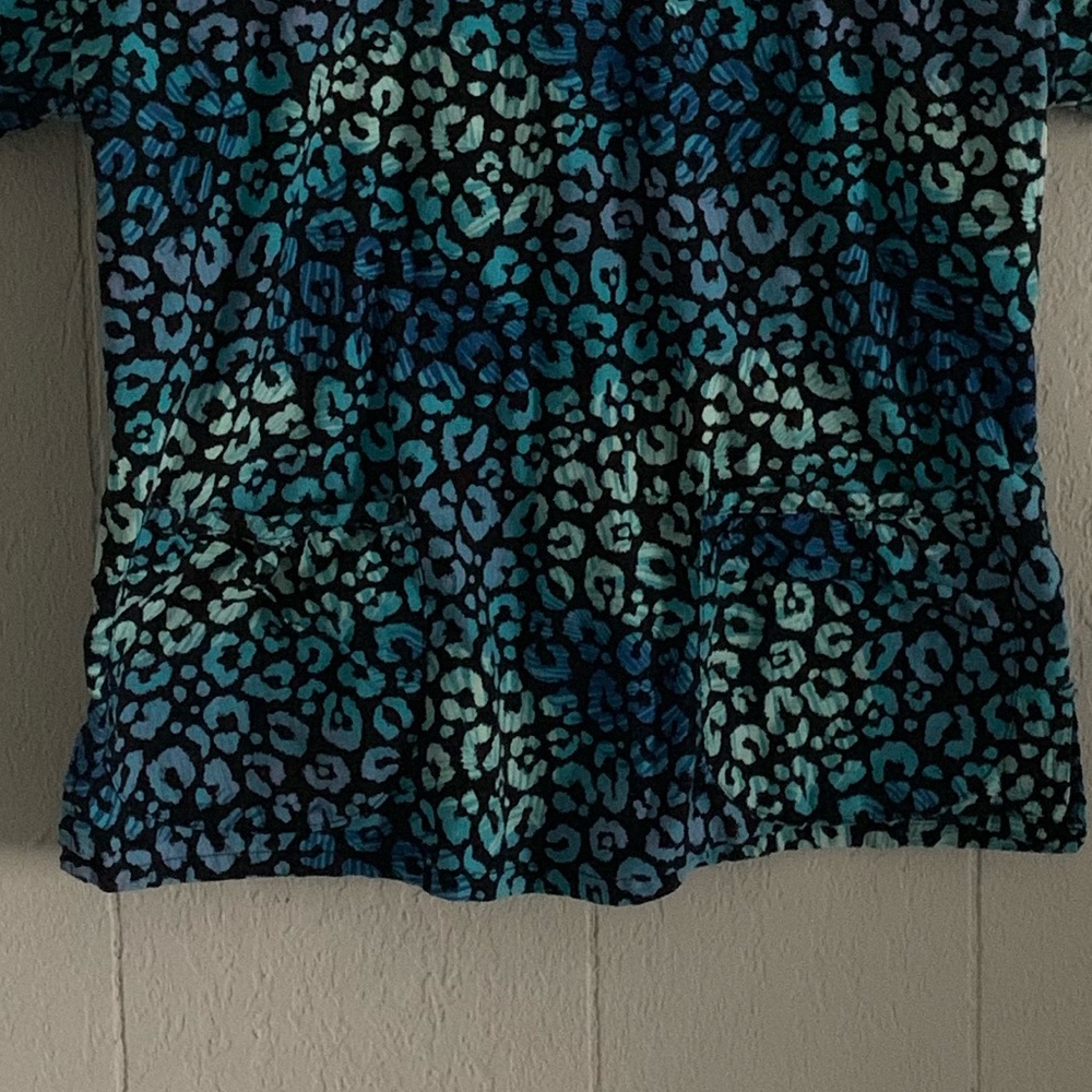 v-neck colored cheetah print scrub top stretch.